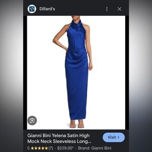 Gianni Bini Yelena Satin High Mock Neck Dress | Deep Blue | Size 4 | New w/Tags